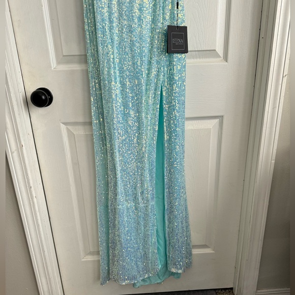 Ieena By Mac Duggal One-Shoulder Sequin Gown - Picture 7 of 12